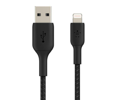 Kabel Belkin Kabel USB-A na Lightning, w oplocie, 0,15m, czarny